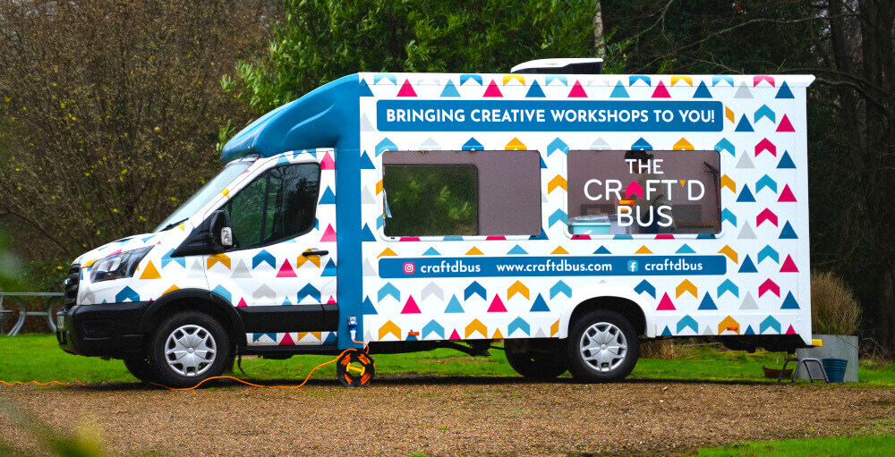 The exterior of the finished craft bus for the company, CRAFTD.