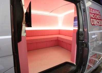 The finished Coppafeel van, lit and furnished by our vehicle conversion specialists.