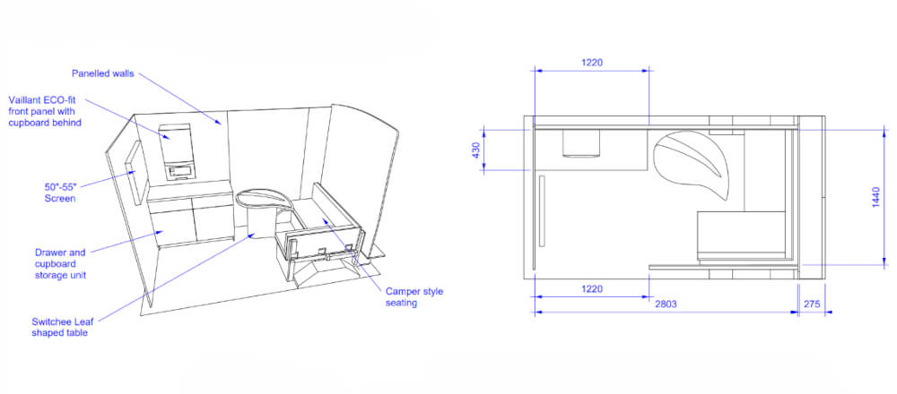 A sketch drawing by one of our vehicle conversion specialists.